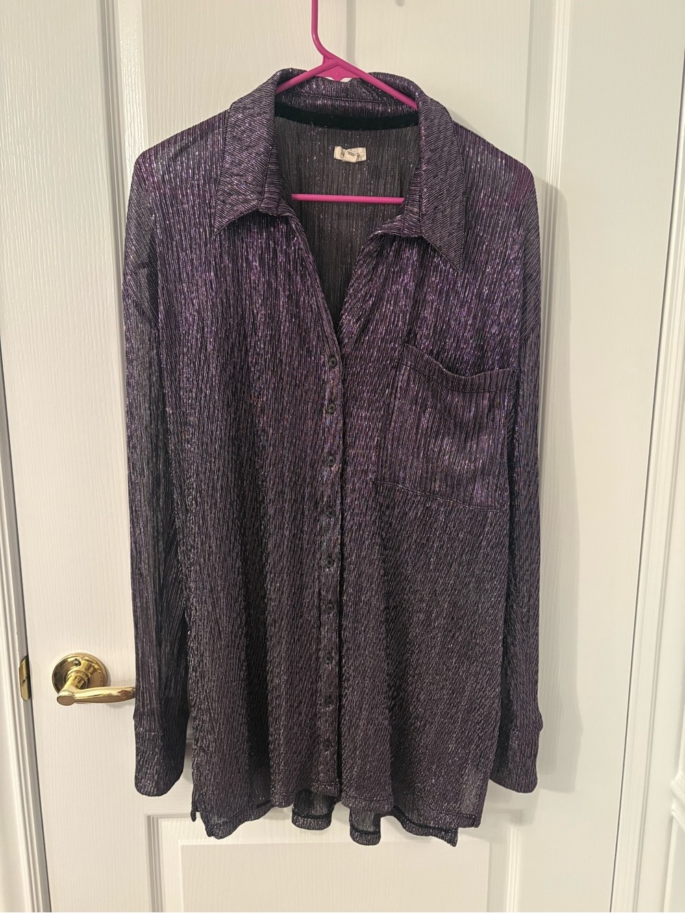 Pilcro (Anthropologie) Purple metallic button-down size L